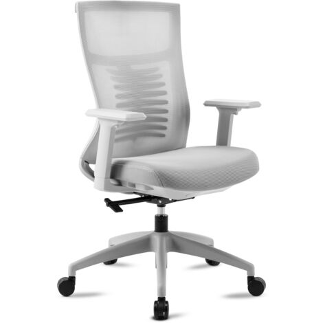 Chaise de bureau avec roulettes, chaise de bureau ergonomique à hauteur réglable, chaise d'ordinateur avec accoudoirs réglables, pivotante et support lombaire renforcé