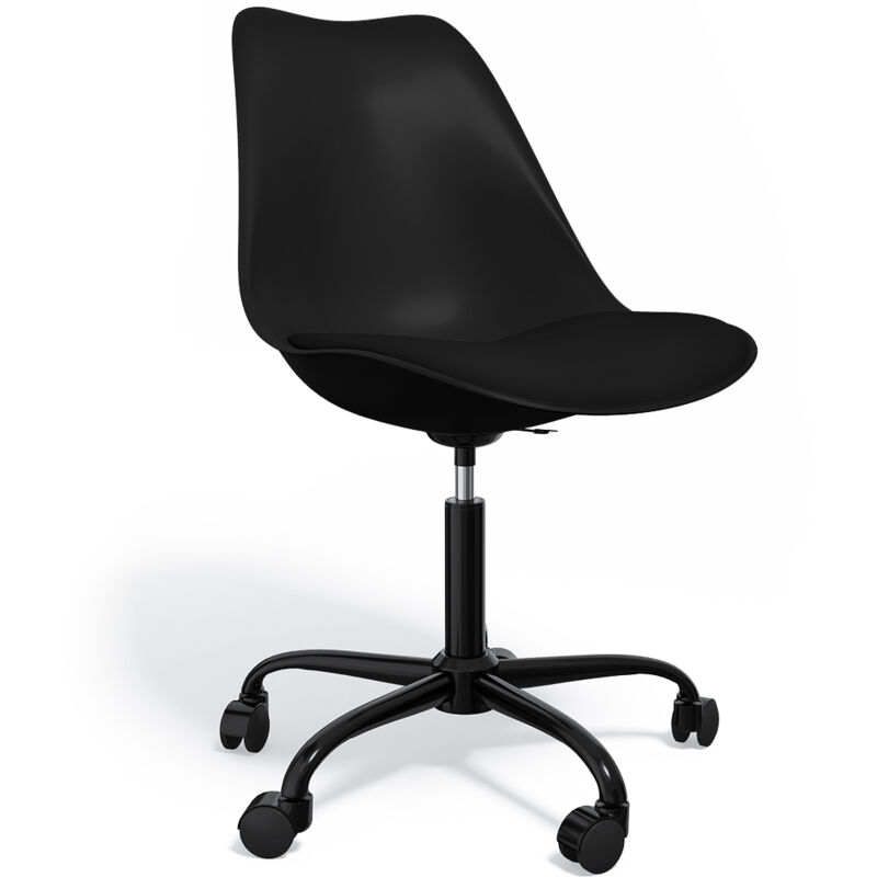 Privatefloor - Chaise de bureau avec roulettes - Chaise de bureau pivotante - Structure noire Tulip Noir Privatefloor - Chaise de bureau avec roulettes - Chaise de bureau pivotante - Structure noire Tulip Noir