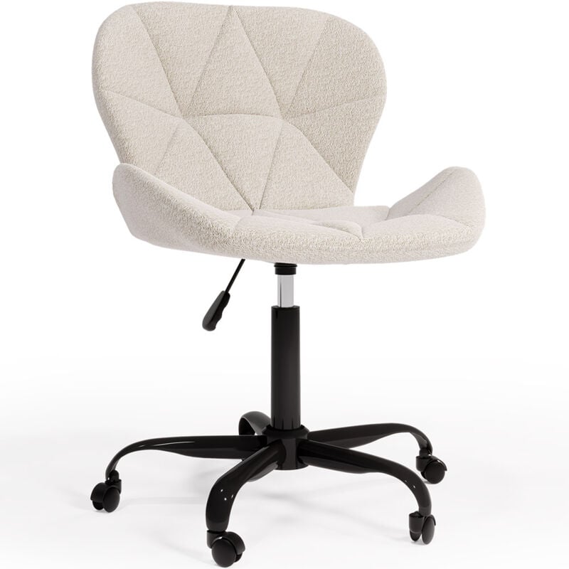 privatefloor - chaise de bureau avec roulettes - chaise pivotante de bureau - rembourrée en tissu bouclé - structure noire wito blanc - boucle,