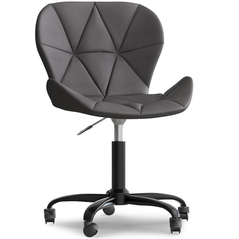 privatefloor - chaise de bureau avec roulettes - chaise pivotante de bureau - revêtement en similicuir - structure noire wito gris - cuir végétalien,