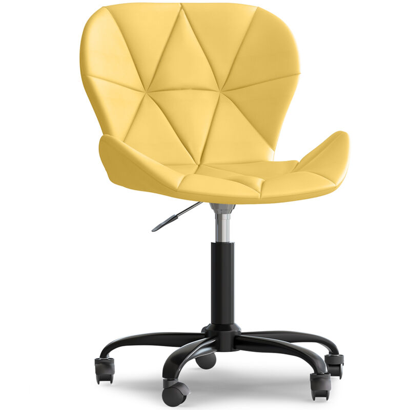 privatefloor - chaise de bureau avec roulettes - chaise pivotante de bureau - revêtement en similicuir - structure noire wito jaune - cuir