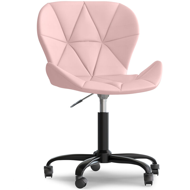 chaise de bureau avec roulettes - chaise pivotante de bureau - revêtement en similicuir - structure noire wito rose - cuir végétalien, pp, métal