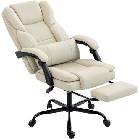 Chaise de bureau beige similicuir animal friendly repose-pieds réglable hauteur roulettes chaise bureau confort moderne