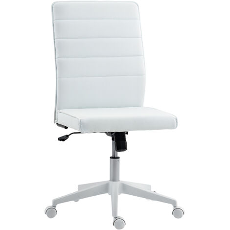 Chaise de bureau blanche similicuir PU  balancement hauteur 97-107cm dossier incurvé assise rembourrée pivotante