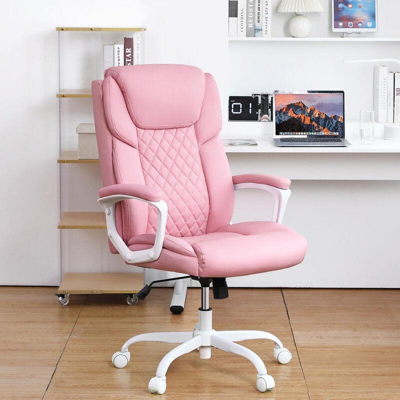 Dyhome - Chaise de bureau Chaise de direction Chaise pivotante en cuir pu Rose