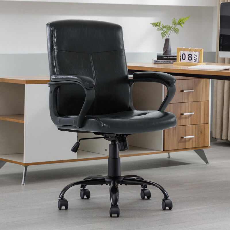 Dyhome - Chaise de bureau Chaise pivotante Chaise de direction Chaise de bureau relevable en simili cuir noir Charge maximale 150kg