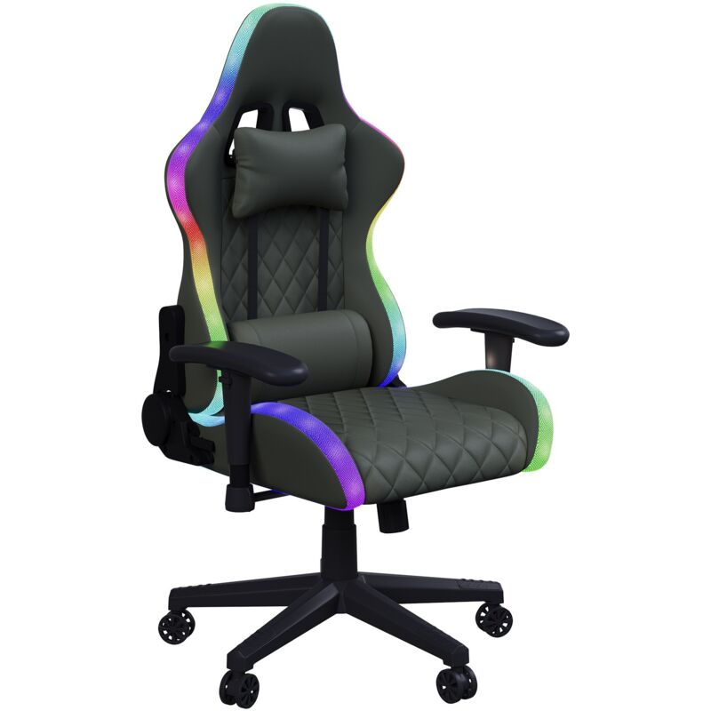 Chaise Gaming RGB, chaise de bureau ergonomique avec éclairage LED, massage lombaire, accoudoirs 2D réglables, siège PC inclinaison à 135°, appui Chaise Gaming RGB, chaise de bureau ergonomique avec éclairage LED, massage lombaire, accoudoirs 2D réglables, siège PC inclinaison à 135°, appui