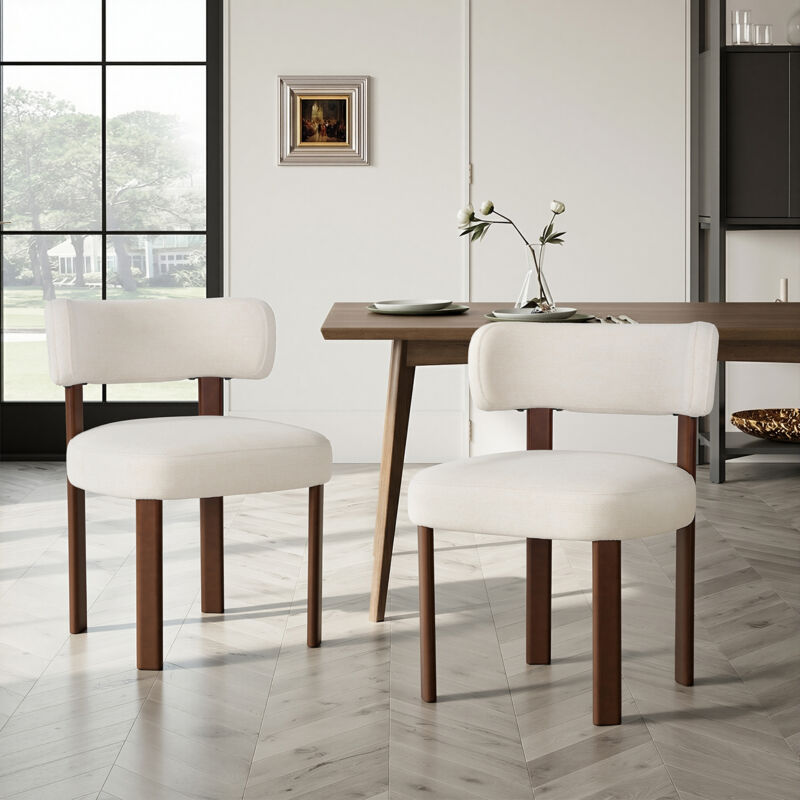 COLAMY Chaise DCW19-BE-FB-N1 - Lot 2 Chaises de salle à manger en bois massif – design épuré et chaleureux - beige