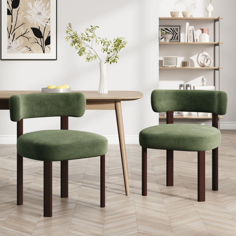 COLAMY Chaise DCW19-GN-FB - Lot 2 Chaises de salle à manger en bois massif – design épuré et chaleureux - vert