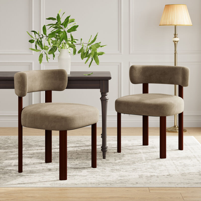 COLAMY Chaise DCW19-KHA-FB - Lot 2 Chaises de salle à manger en bois massif – design épuré et chaleureux - kaki
