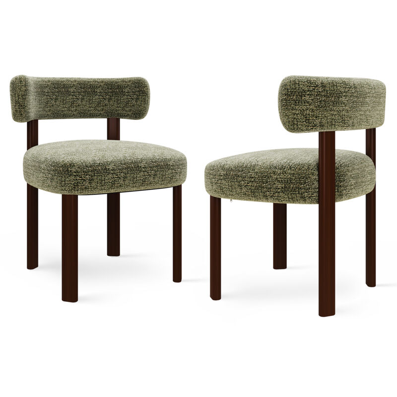 COLAMY Chaise DCW19-GN-FB-N1 - Lot 2 Chaises de salle à manger en bois massif – design épuré et chaleureux - vert