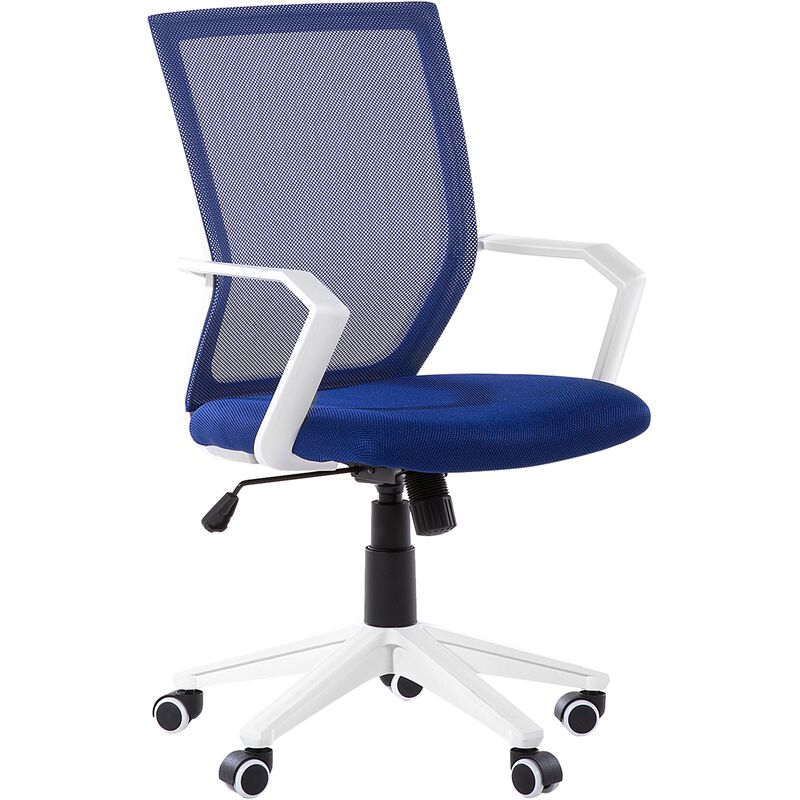 Chaise de Bureau à Roulettes en Tissu Maillé Bleu Foncé Assise Confortable Réglable en Hauteur pour Coin de Travail Moderne et Scandinave Beliani