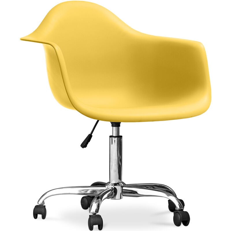 Chaise de bureau Weston Scandinave Style Premium Design avec roulettes Jaune pâle Acier, PP, Plastique, Metal, Nylon