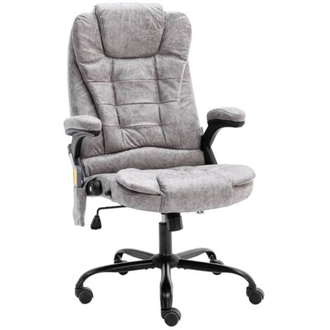 Chaise de Bureau de massage, Ergonomique Siège-Fauteuil avec Accoudoirs de massage gris clair similicuir daim BGT16339
