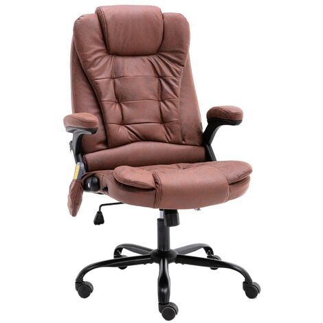 Chaise de Bureau de massage, Ergonomique Siège-Fauteuil avec Accoudoirs de massage marron clair similicuir daim BGT68540