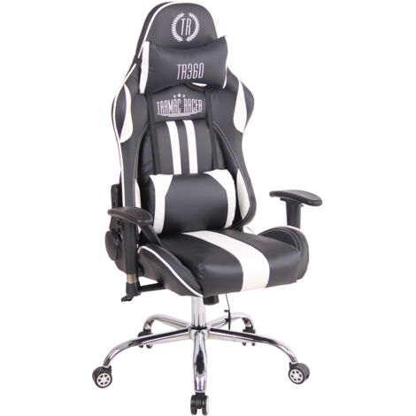 Chaise de bureau de massage Limit XM en simili cuir blanc/noir