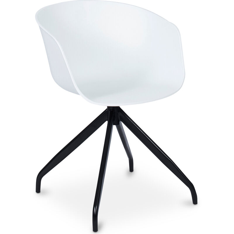 privatefloor - chaise de bureau tapissée avec accoudoirs - chaise de bureau design noire - jodie - joan blanc - métal, pp - blanc