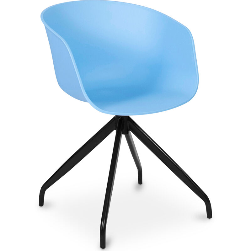 Privatefloor - Chaise de bureau tapissée avec accoudoirs - Chaise de bureau design noire - Jodie - Joan Bleu