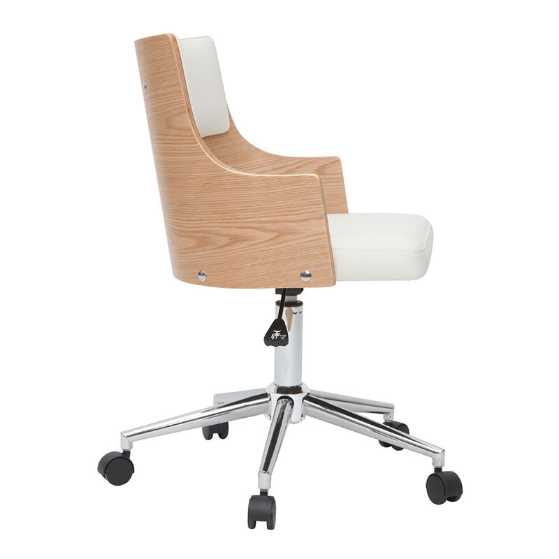 Chaise De Bureau Design Blanche Et Bois Clair Avec Coussin Integre Mayol 44922