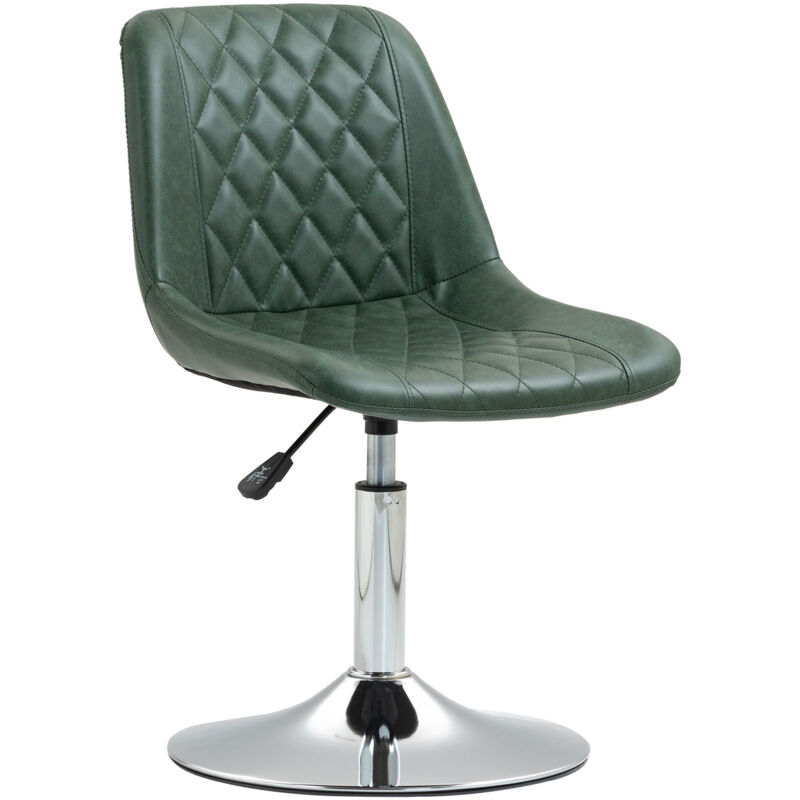Homcom - Chaise de bureau design Chesterfield capitonné revêtement synthétique vert vieilli avec surpiqûres