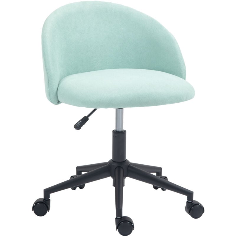 Chaise de bureau design enveloppant réglable piètement acier noir tissu bleu clair