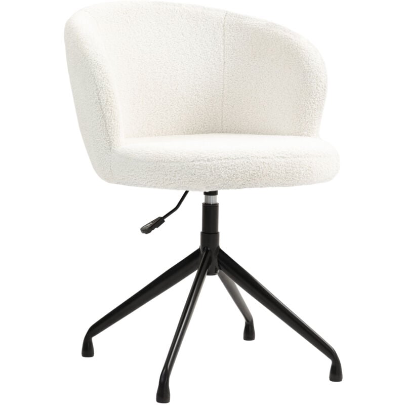 Chaise de bureau design - hauteur réglable, pivotante - piètement acier noir revêtement effet laine bouclée
