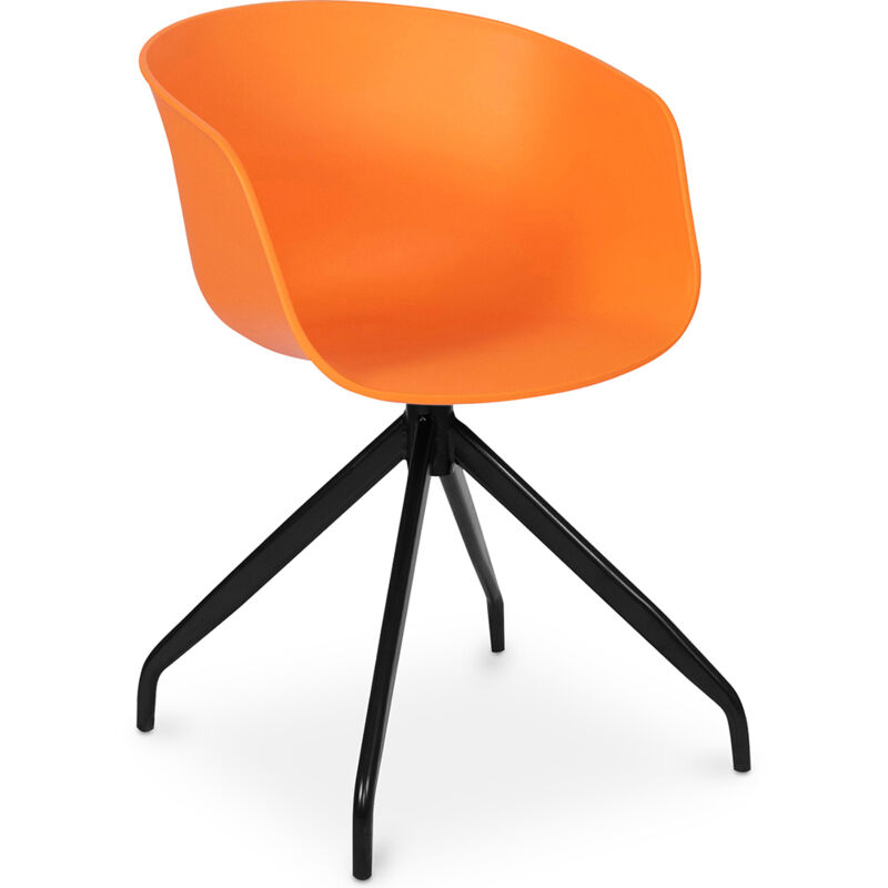 privatefloor - chaise de bureau tapissée avec accoudoirs - chaise de bureau design noire - jodie - joan orange - métal, pp - orange