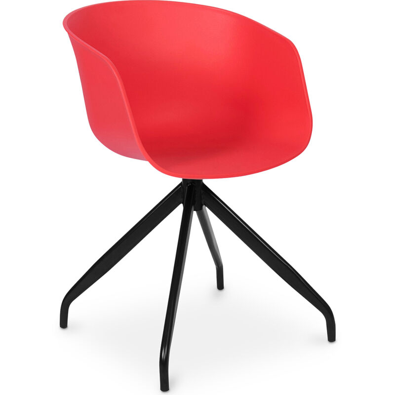 chaise de bureau tapissée avec accoudoirs - chaise de bureau design noire - jodie - joan rouge - métal, pp - rouge