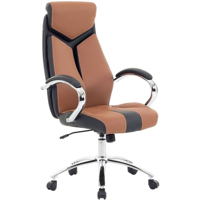 Beliani - Chaise de Bureau Moderne en Cuir pu Marron avec Vérin et Roulettes en Nylon Formula