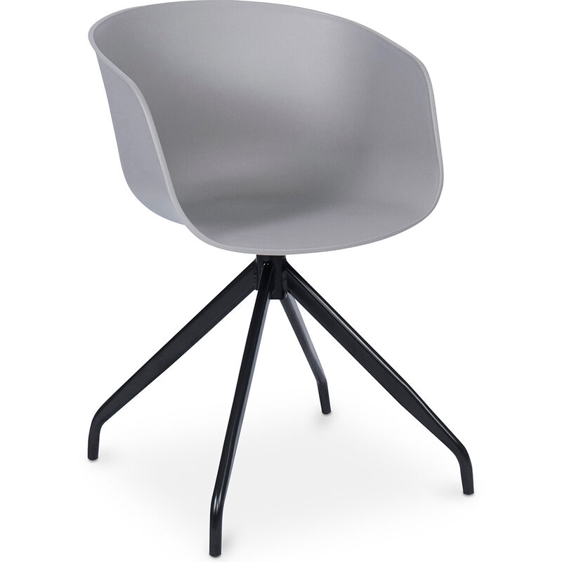 chaise de bureau tapissée avec accoudoirs - chaise de bureau design noire - jodie - joan gris clair - métal, pp - gris clair