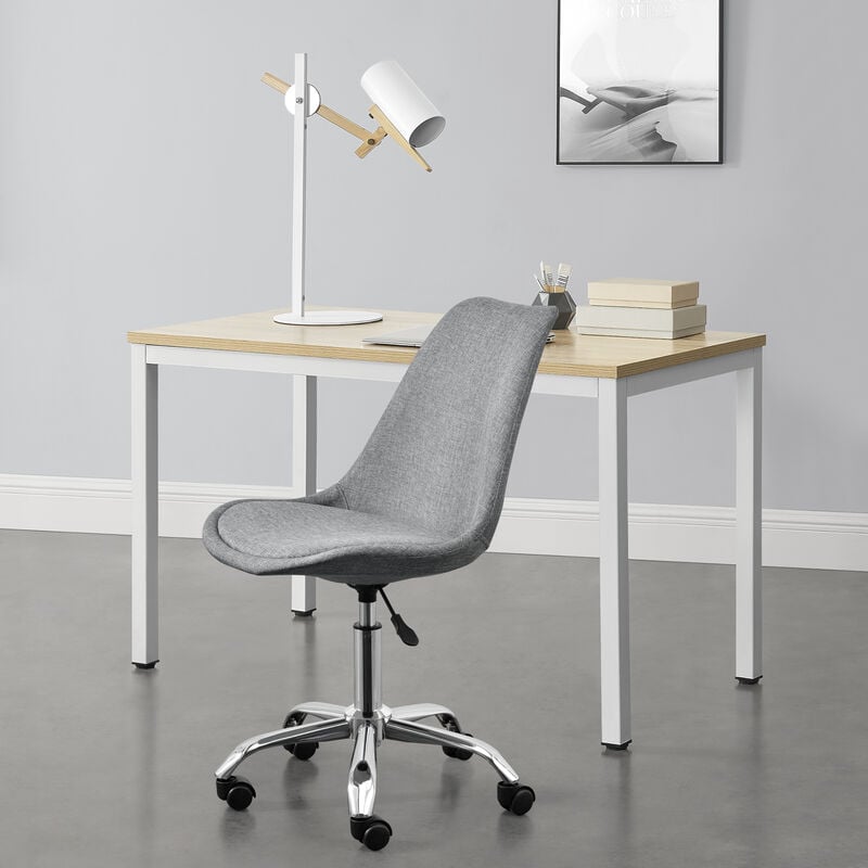 Chaise de Bureau Atherton à Roulettes Réglable en Hauteur Gris Clair [en.casa]