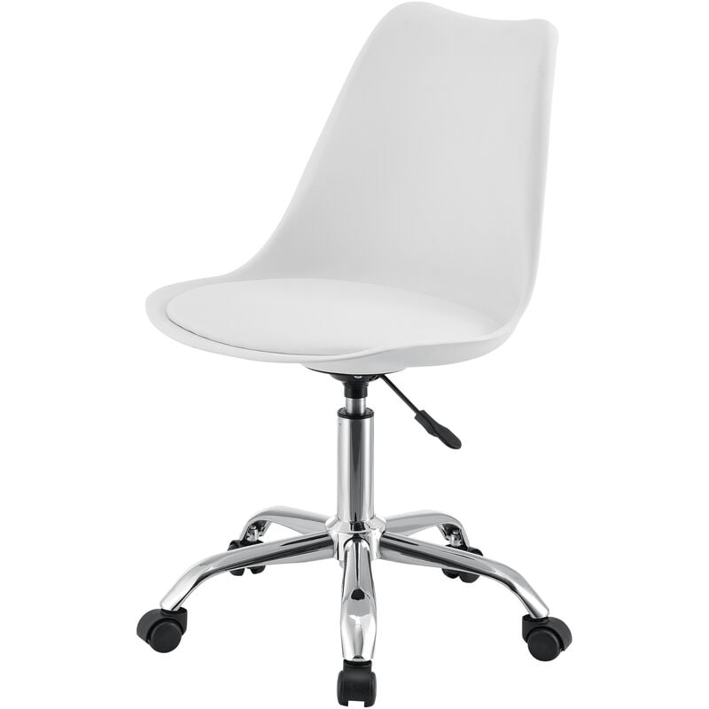 [en.casa] - chaise pivotante de la maison de bureau ou bureau réglable 5 sièges roues rembourrés couleur : blanc comme