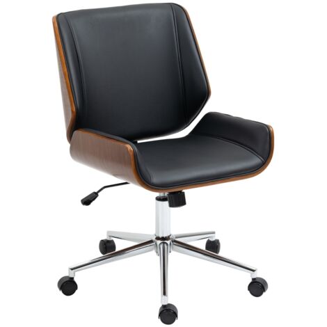 Chaise de bureau design vintage, hauteur réglable, pivotant 360°, piètement chromé, 51x65.5x86-96 cm, Gris
