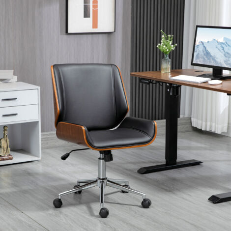 Chaise de bureau design vintage hauteur réglable pivotant 360° piètement chromé 53 x 60 x 86-96 cm gris