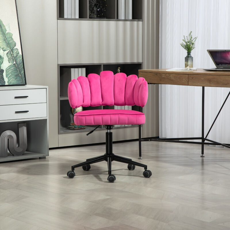 Chaise de bureau douce et veloutée, rotative à 360°, réglage de la hauteur par simple pression, dossier creux, dossier tissé à la main, chaise de