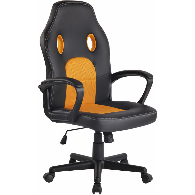CLP Chaise de bureau Elbing en similicuir , Noir / Jaune 