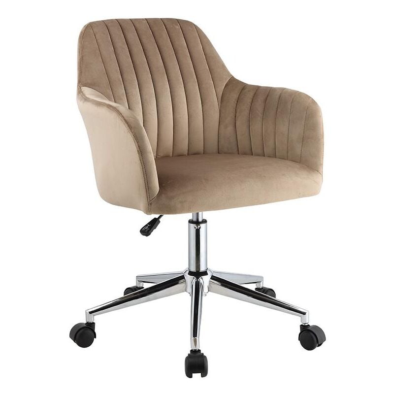 Vente-unique - Chaise de bureau - Velours - Beige et argenté - Hauteur réglable - eleana