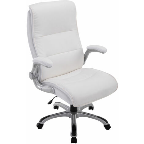 Chaise de bureau en cuir eco avec des accoudoirs inclinables chaise ergonomique diverses couleurs Couleur : Blanc