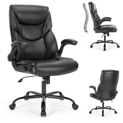 Chaise de bureau en cuir PU accoudoirs réglables et rabattables