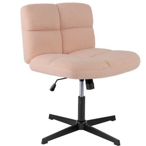 Chaise de Bureau en Imitation Laine d'agneau sans Accoudoirs, Chaise Pivotante à Pieds Croisés, Hauteur Réglable, Charge 160 kg, pour Chambre