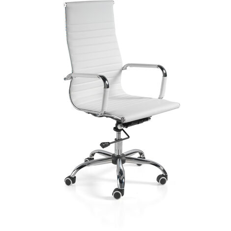 Chaise de bureau en simili-cuir blanc, avec soutien haut, modèle EXECUTIVE