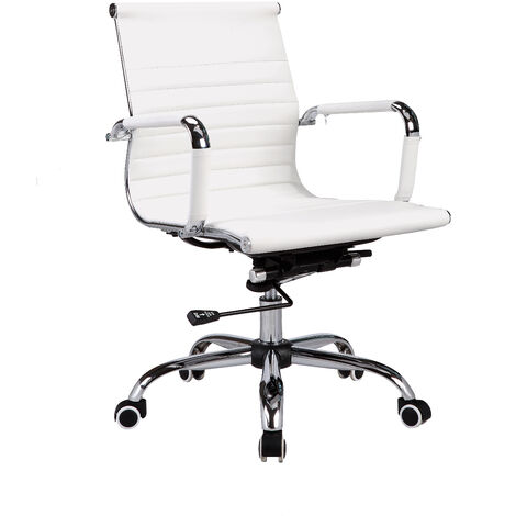 Chaise de bureau en simili-cuir blanc, modèle EXECUTIVE