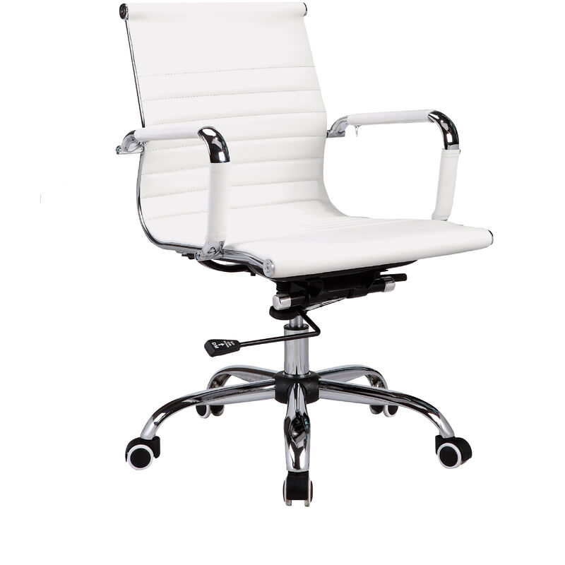 Chaise de bureau en simili-cuir blanc, modèle executive