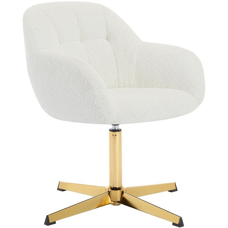Chaise de bureau en tissu bouclette - Blanc et doré - lanciega de Pascal Morabito
