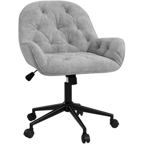 Chaise de bureau en velours, assise pivotante à 360°, réglable en hauteur, 60 x 61 x 81,91 cm, gris clair