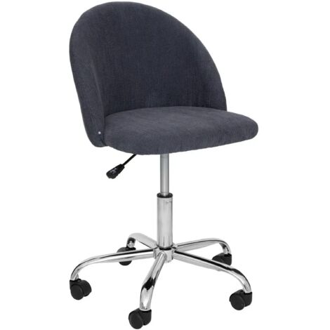 Chaise de bureau en velours coloris gris foncé avec pieds en métal - Longueur 54 x Profondeur 57.5 x Hauteur 77-89 cm -PEGANE-