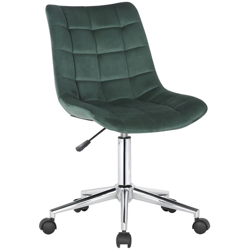 Chaise de bureau en velours vert sur roulettes design moderne hauteur réglable BUR10597