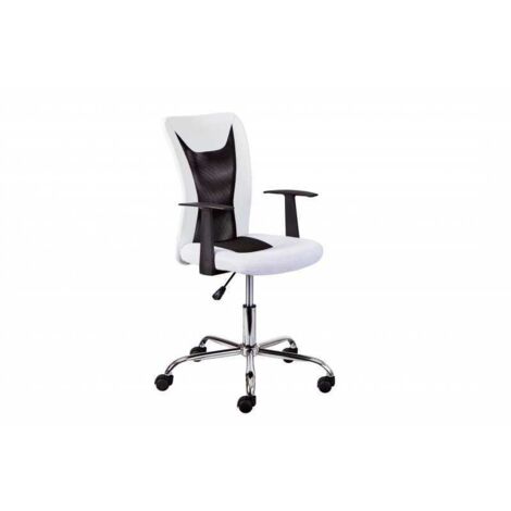 Chaise de bureau enfant avec accoudoirs blanc et noir - CHILD