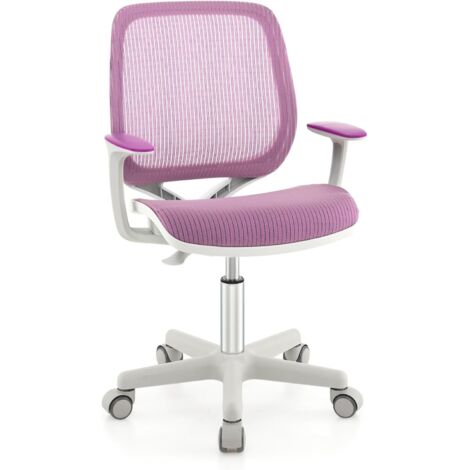 Chaise de bureau enfant avec siège pivotant et siège réglable en hauteur (43–55 cm), roulettes, accoudoirs et dossier ergonomiques, pour garçons et filles de 6 à 15 ans, capacité de poids 75 kg (viole