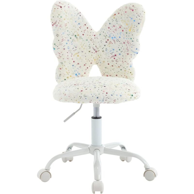 Wahson Office Chairs – Chaise de bureau enfant pivotante 360° – Fausse fourrure douce – Hauteur réglable 42-50cm – Dossier ergonomique – Pour chambre
